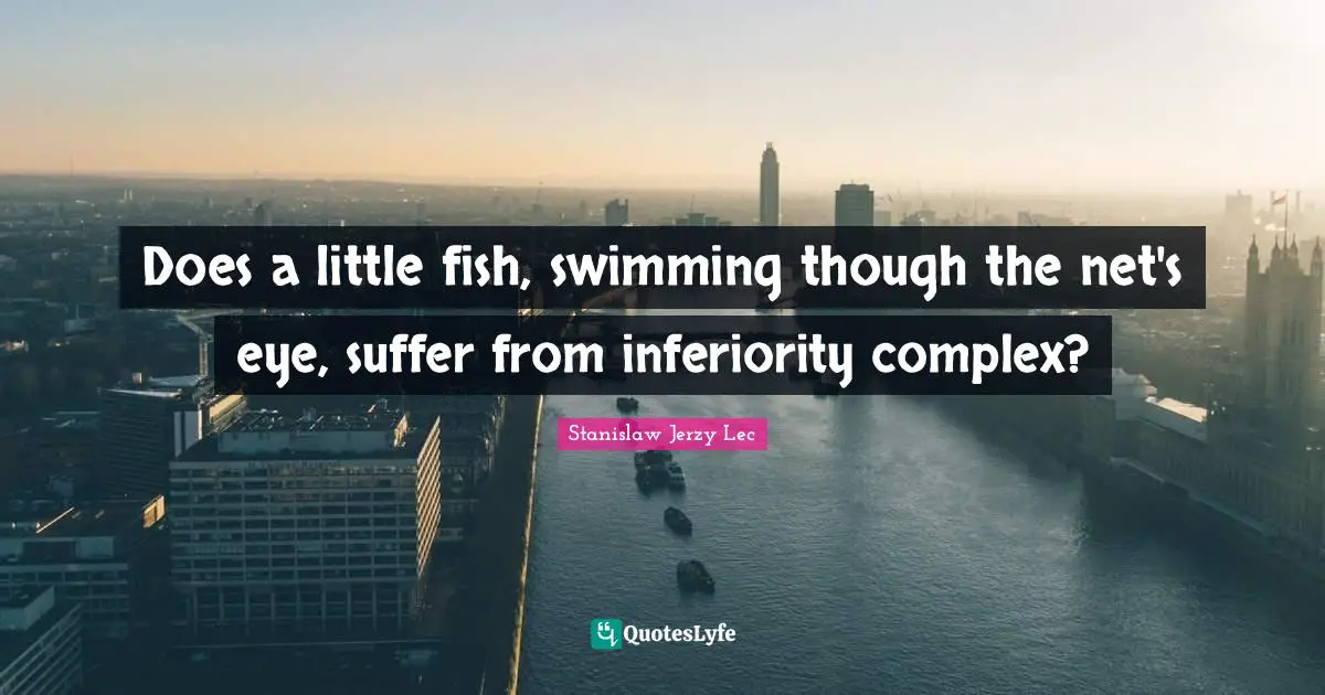 Does a little fish, swimming though the net's eye, suffer from inferiority complex?