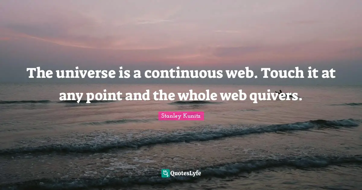 The universe is a continuous web. Touch it at any point and the whole web quivers.