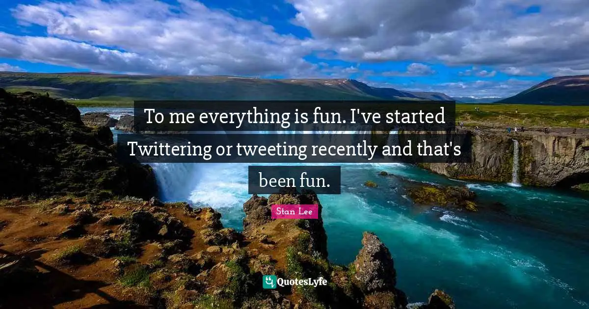 To me everything is fun. I've started Twittering or tweeting recently and that's been fun.