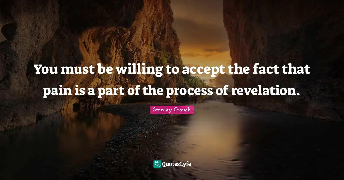 You must be willing to accept the fact that pain is a part of the process of revelation.