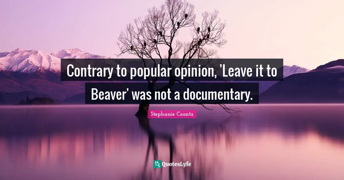Contrary to popular opinion, 'Leave it to Beaver' was not a documentary.