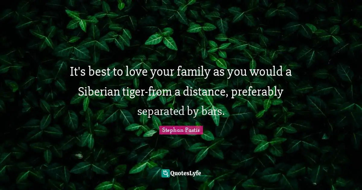 It's best to love your family as you would a Siberian tiger-from a distance, preferably separated by bars.