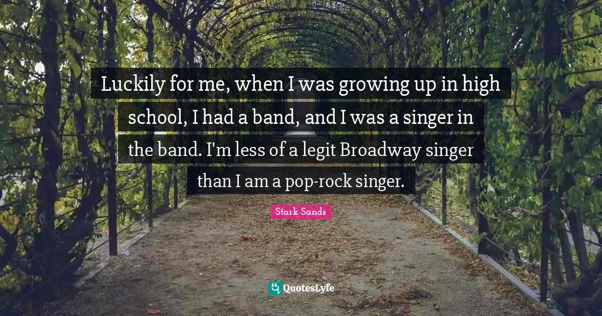 Luckily for me, when I was growing up in high school, I had a band, and I was a singer in the band. I'm less of a legit Broadway singer than I am a pop-rock singer.