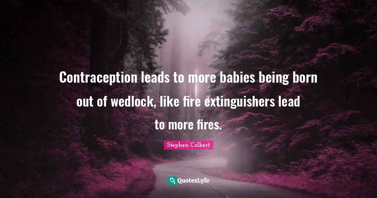 Contraception leads to more babies being born out of wedlock, like fire extinguishers lead to more fires.