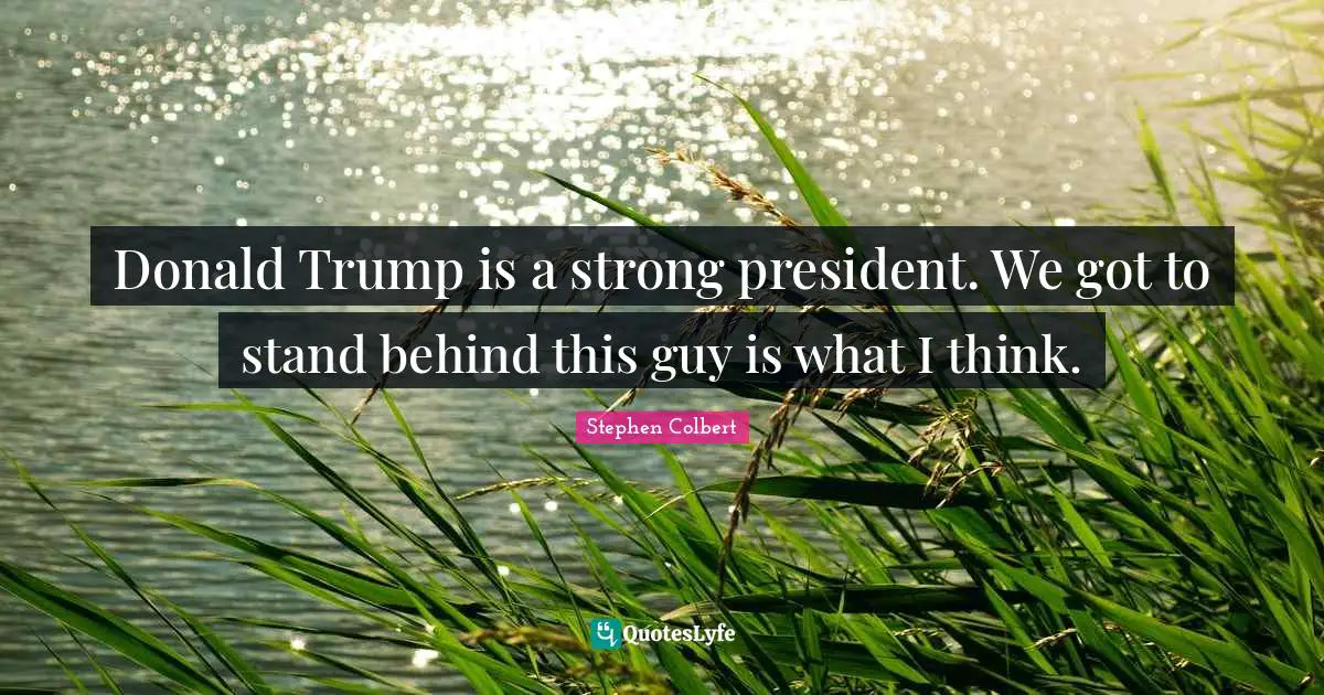 Donald Trump is a strong president. We got to stand behind this guy is what I think.