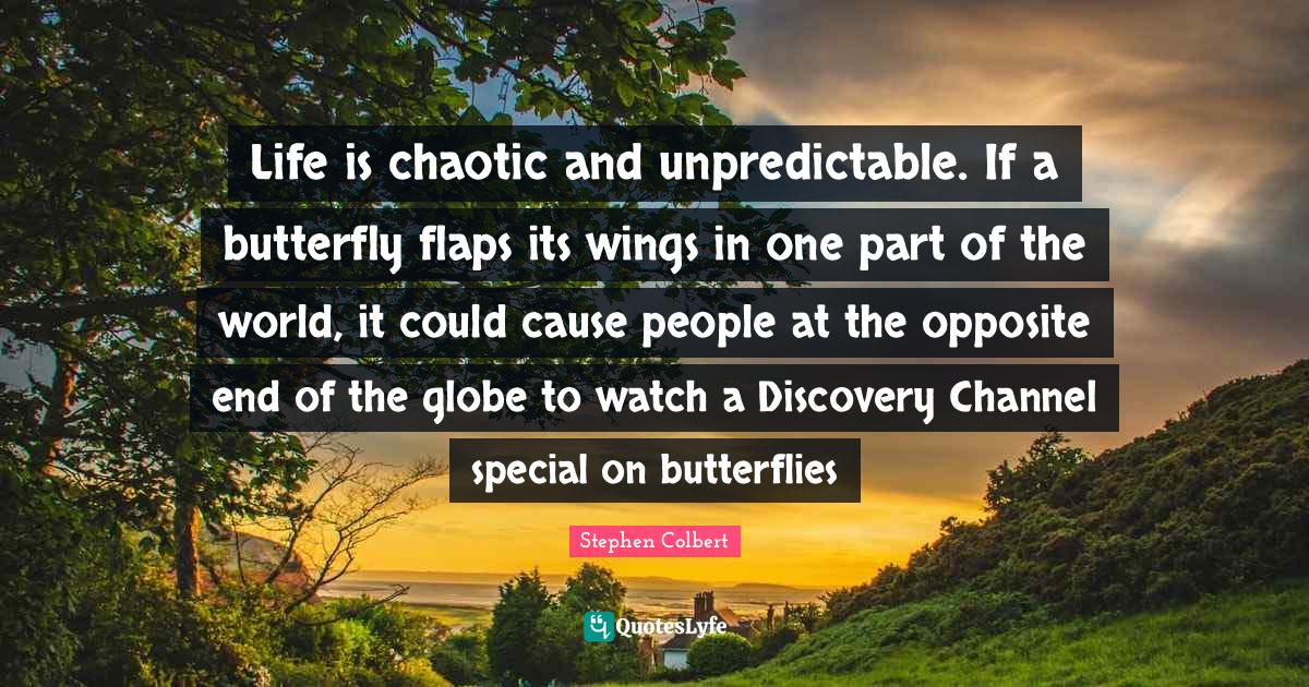 Life is chaotic and unpredictable. If a butterfly flaps its wings in o