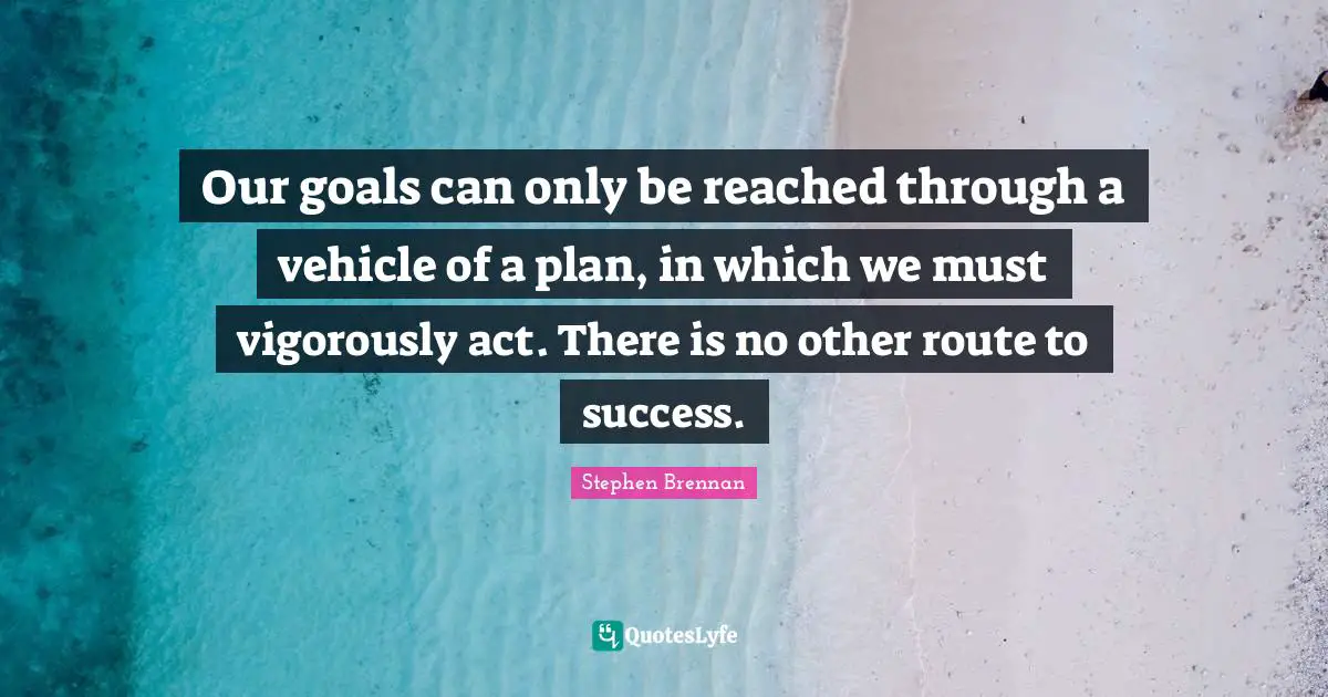 Our goals can only be reached through a vehicle of a plan, in which we must vigorously act. There is no other route to success.