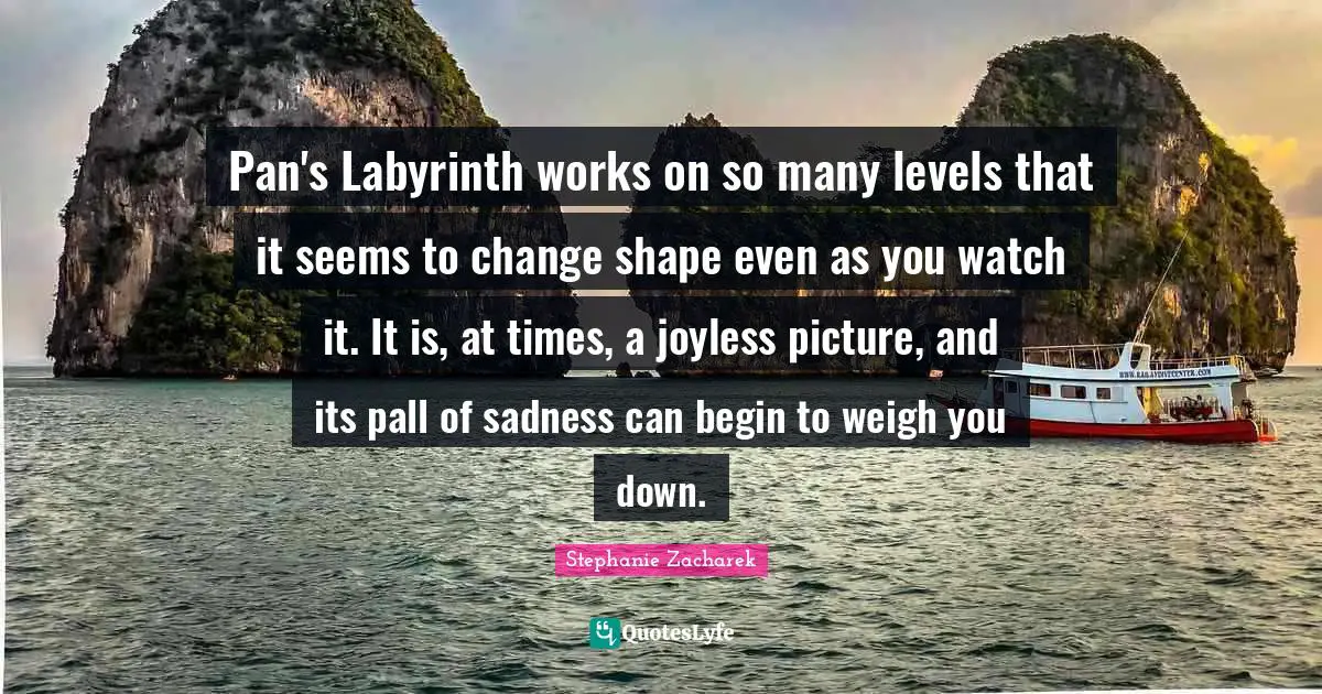 Pan's Labyrinth works on so many levels that it seems to change shape even as you watch it. It is, at times, a joyless picture, and its pall of sadness can begin to weigh you down.