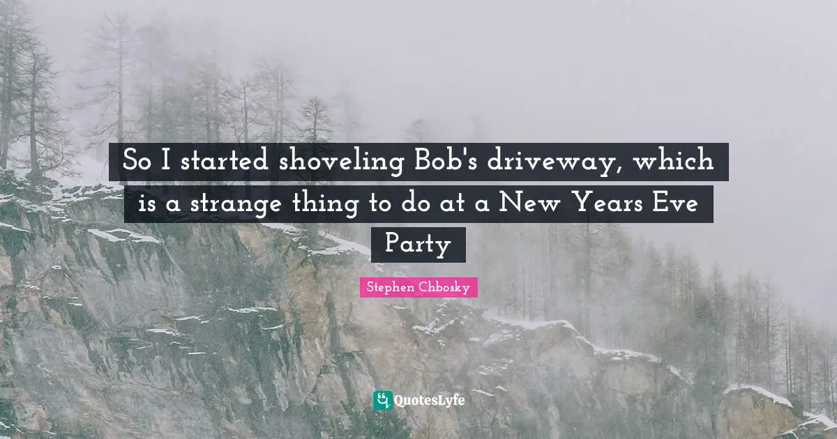 So I started shoveling Bob's driveway, which is a strange thing to do at a New Years Eve Party