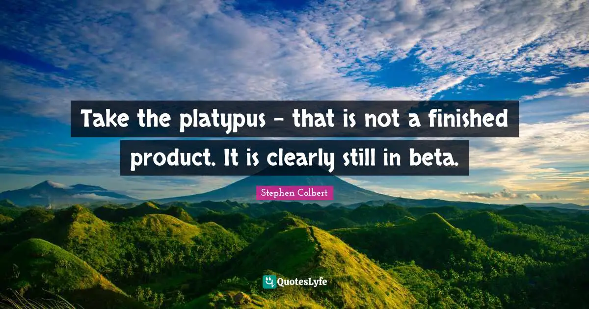 Take the platypus - that is not a finished product. It is clearly still in beta.