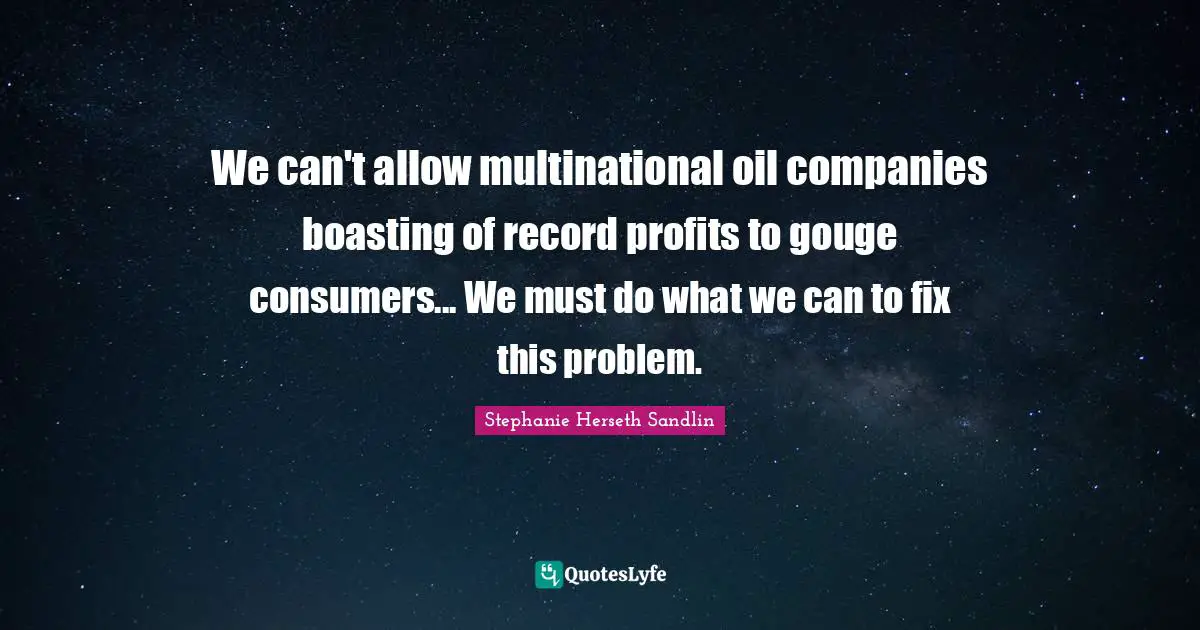 We can't allow multinational oil companies boasting of record profits to gouge consumers... We must do what we can to fix this problem.
