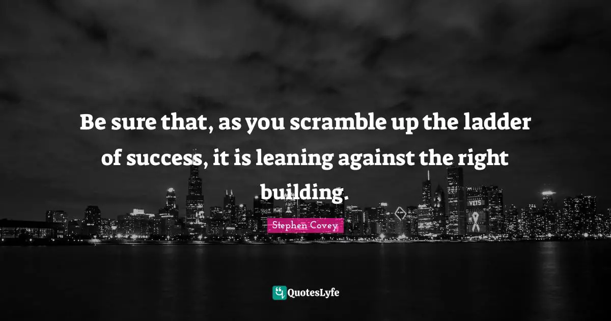 Be sure that, as you scramble up the ladder of success, it is leaning against the right building.