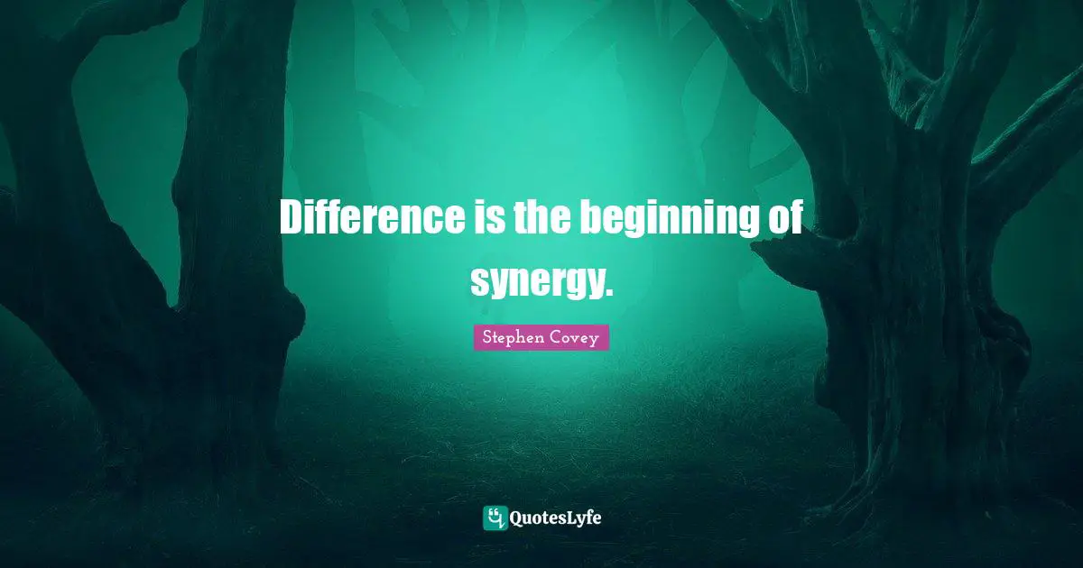 Difference is the beginning of synergy.