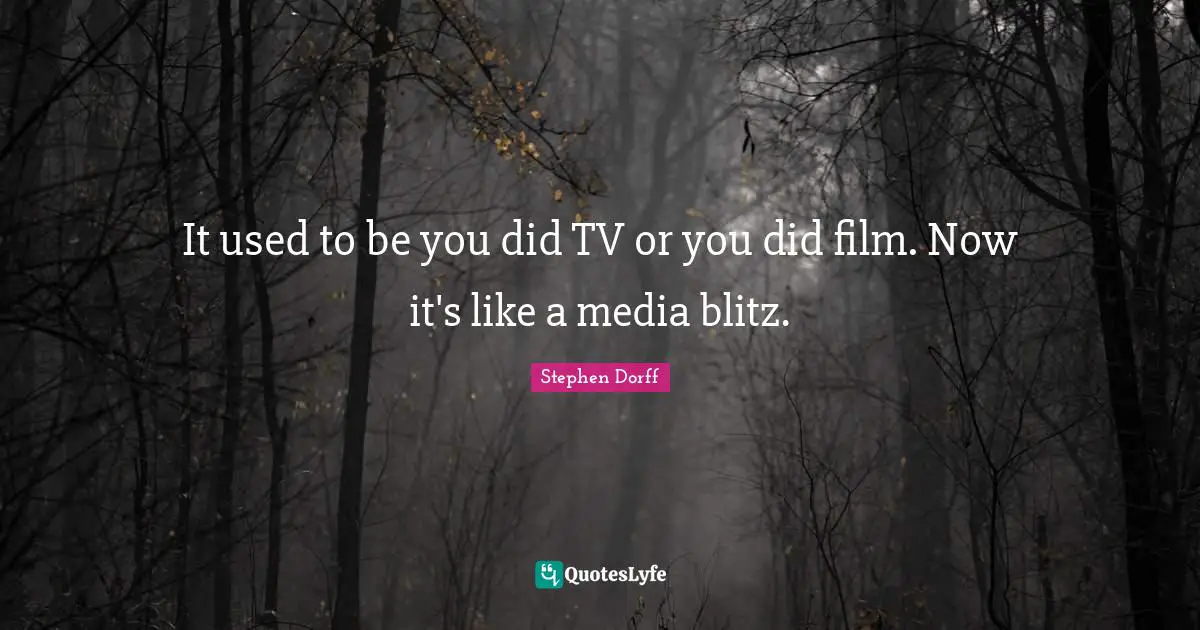 It used to be you did TV or you did film. Now it's like a media blitz.