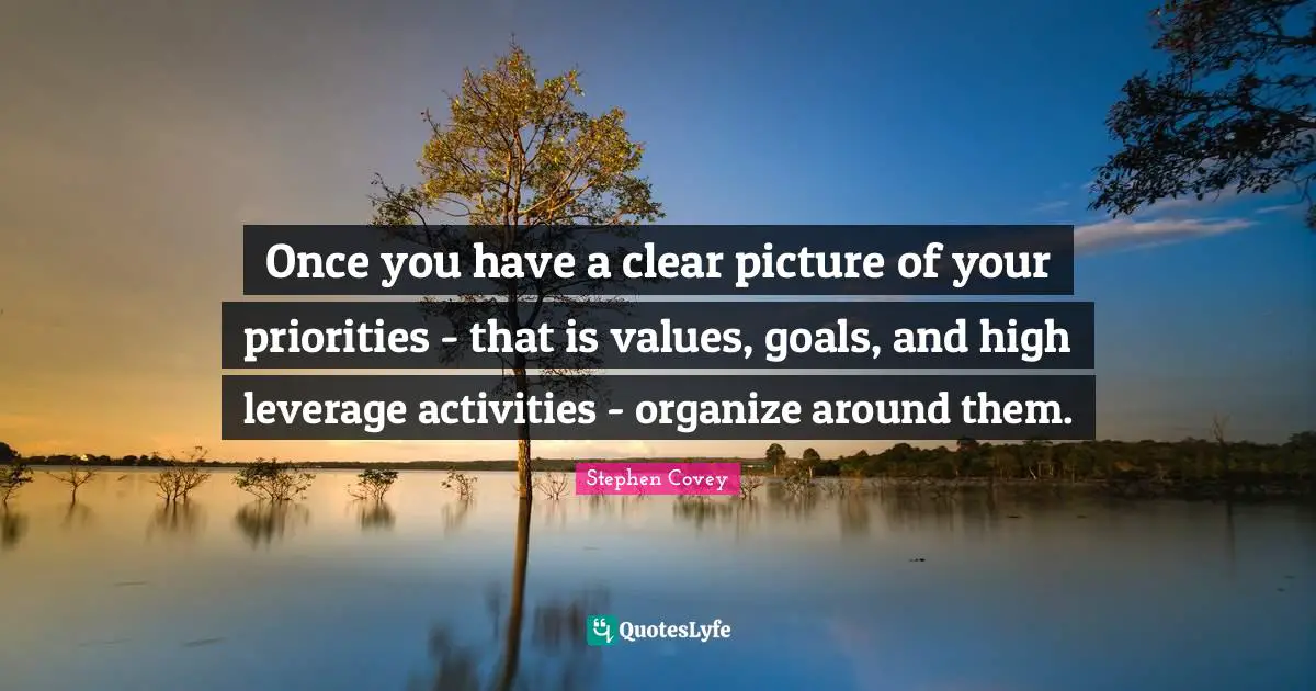 Once you have a clear picture of your priorities - that is values, goals, and high leverage activities - organize around them.