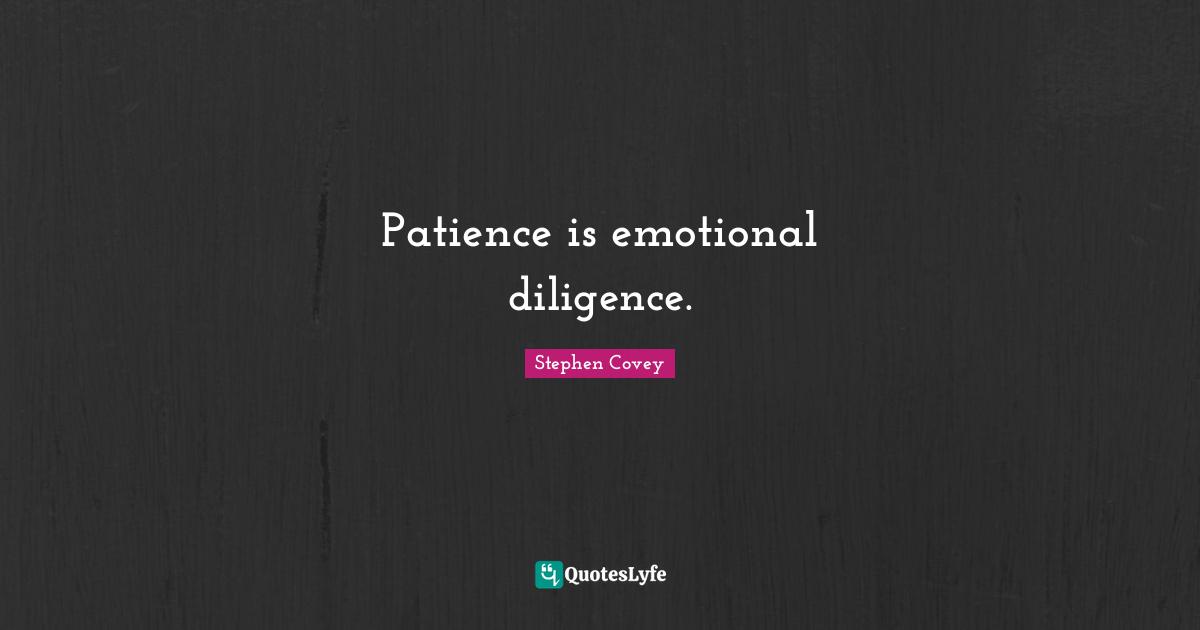 Patience is emotional diligence.