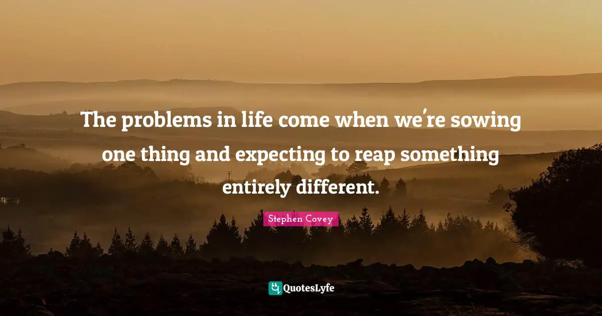 Reap Quotes: "The problems in life come when we're sowing one thing and expecting to reap something entirely different."