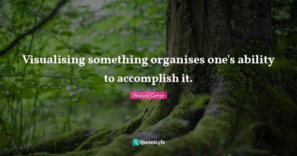 Visualising something organises one's ability to accomplish it.