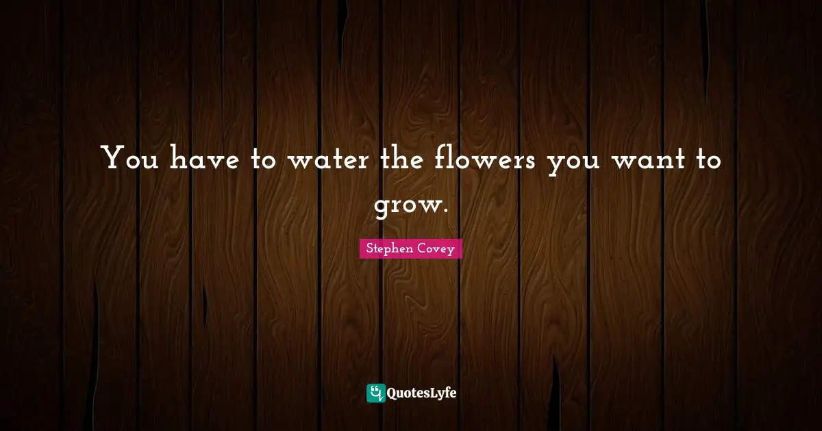 You have to water the flowers you want to grow.