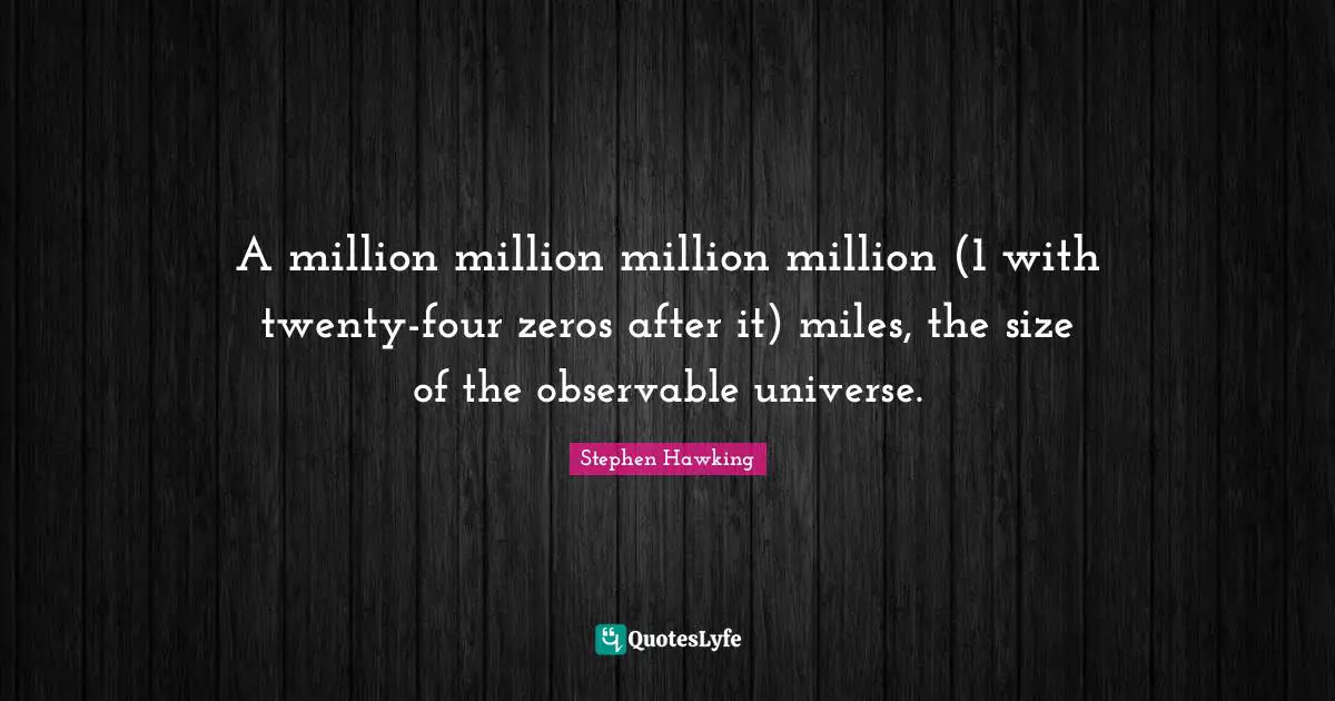 A million million million million (1 with twenty-four zeros after it) miles, the size of the observable universe.
