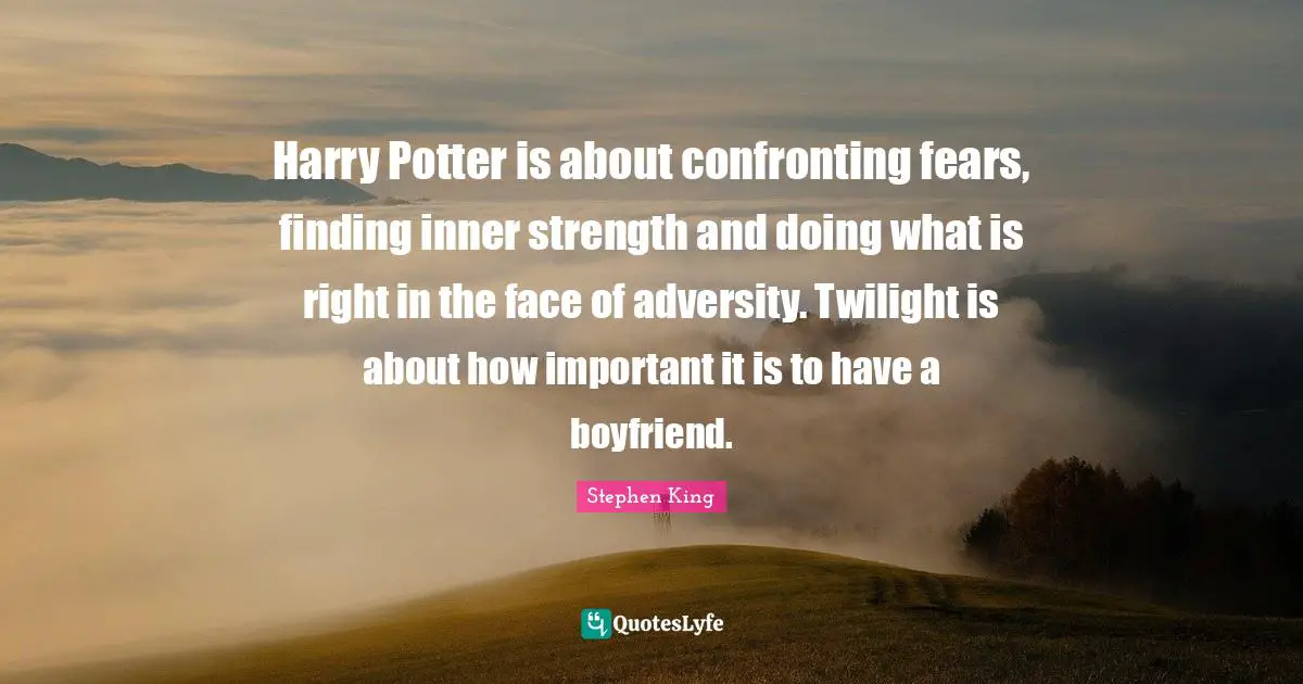 Harry Potter is about confronting fears, finding inner strength and doing what is right in the face of adversity. Twilight is about how important it is to have a boyfriend.