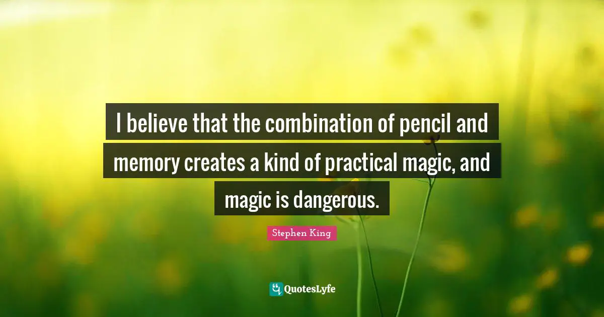 I believe that the combination of pencil and memory creates a kind of practical magic, and magic is dangerous.