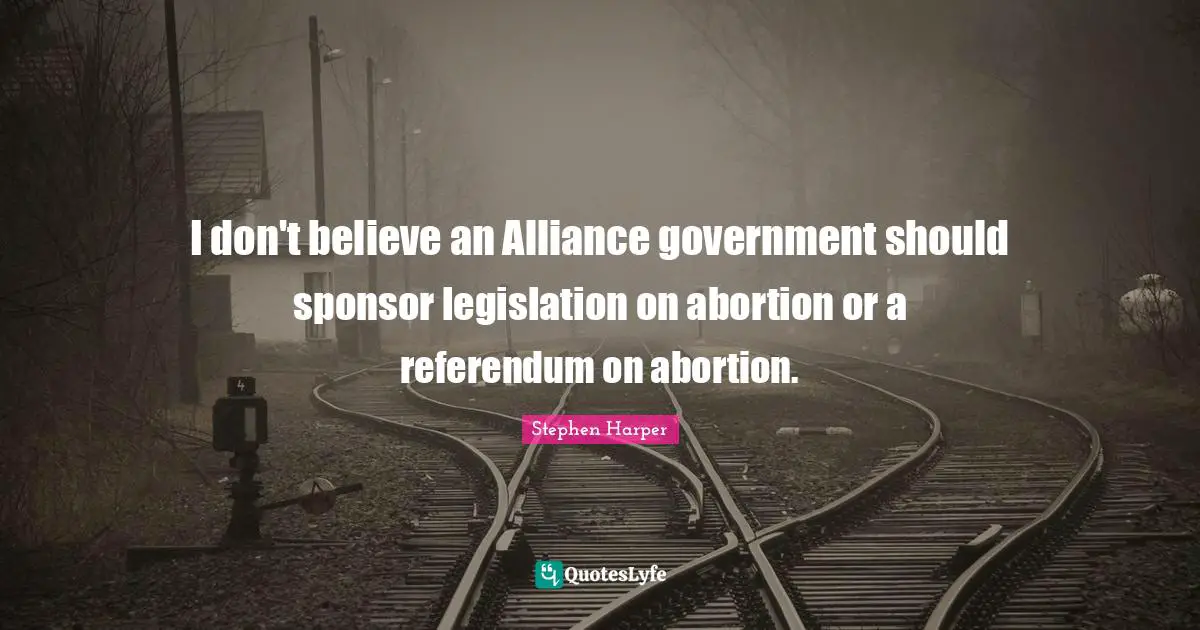 I don't believe an Alliance government should sponsor legislation on abortion or a referendum on abortion.