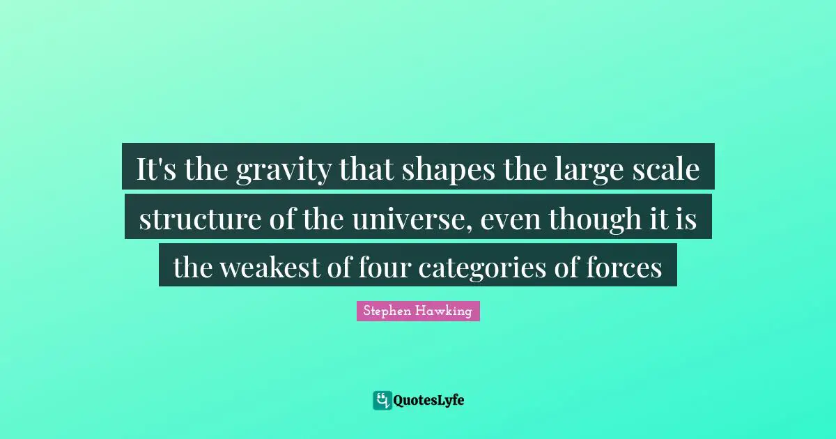 Scale Quotes: "It's the gravity that shapes the large scale structure of the universe, even though it is the weakest of four categories of forces"