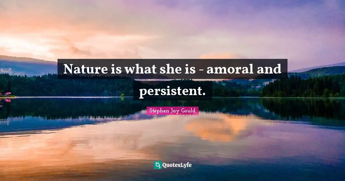Nature is what she is - amoral and persistent.