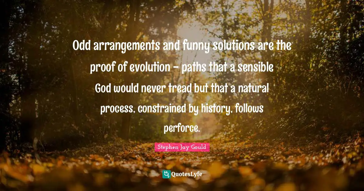 Odd arrangements and funny solutions are the proof of evolution - paths that a sensible God would never tread but that a natural process, constrained by history, follows perforce.