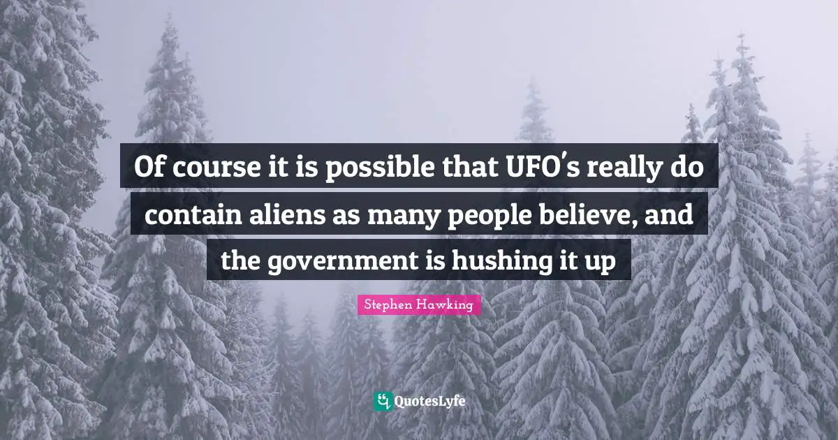 Of course it is possible that UFO's really do contain aliens as many people believe, and the government is hushing it up