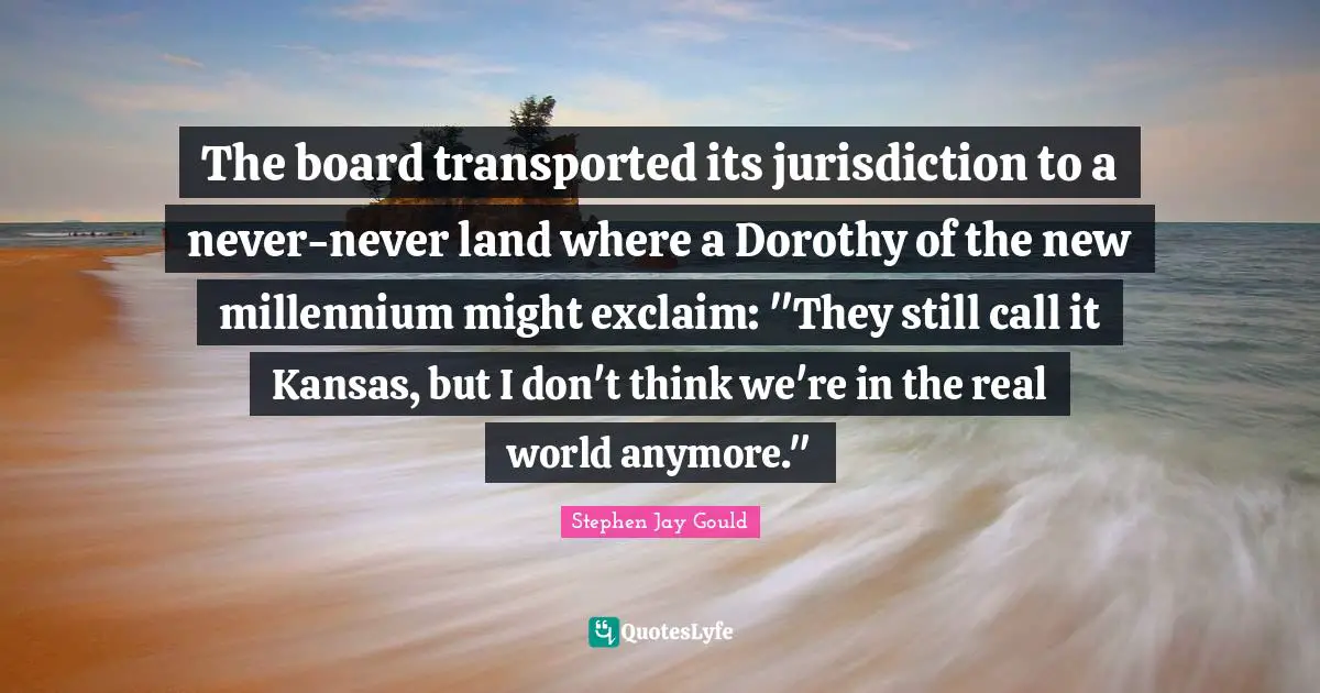 The board transported its jurisdiction to a never-never land where a Dorothy of the new millennium might exclaim: "They still call it Kansas, but I don't think we're in the real world anymore."