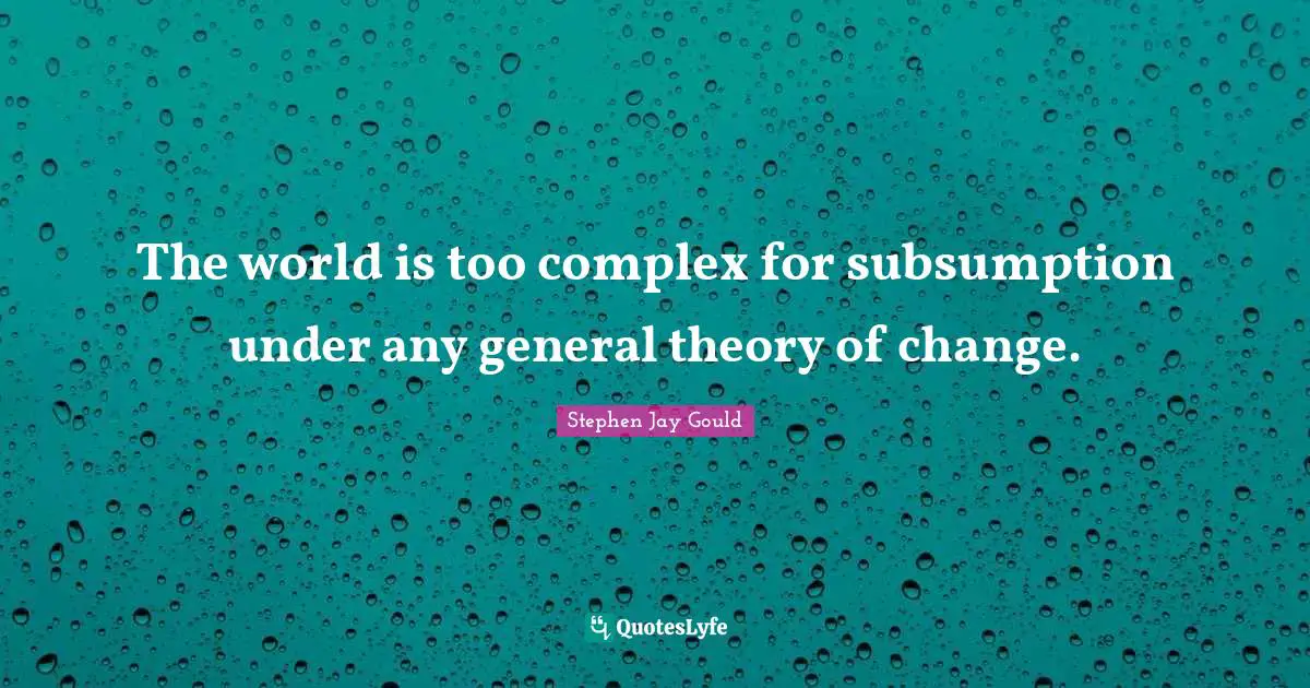 The world is too complex for subsumption under any general theory of change.
