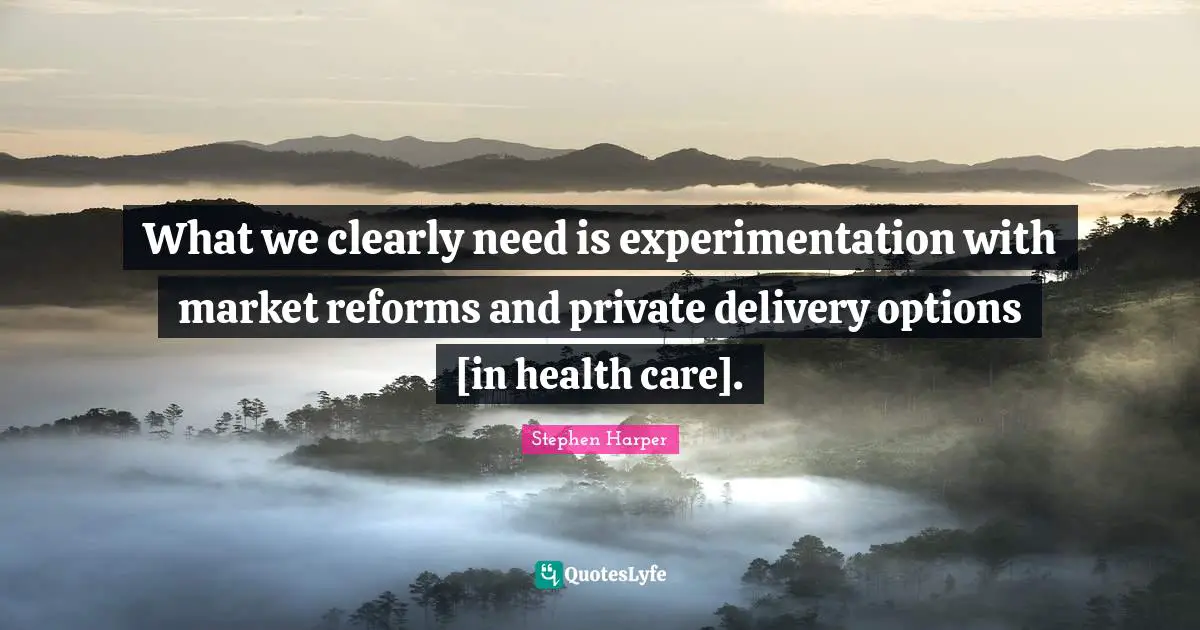 What we clearly need is experimentation with market reforms and private delivery options [in health care].
