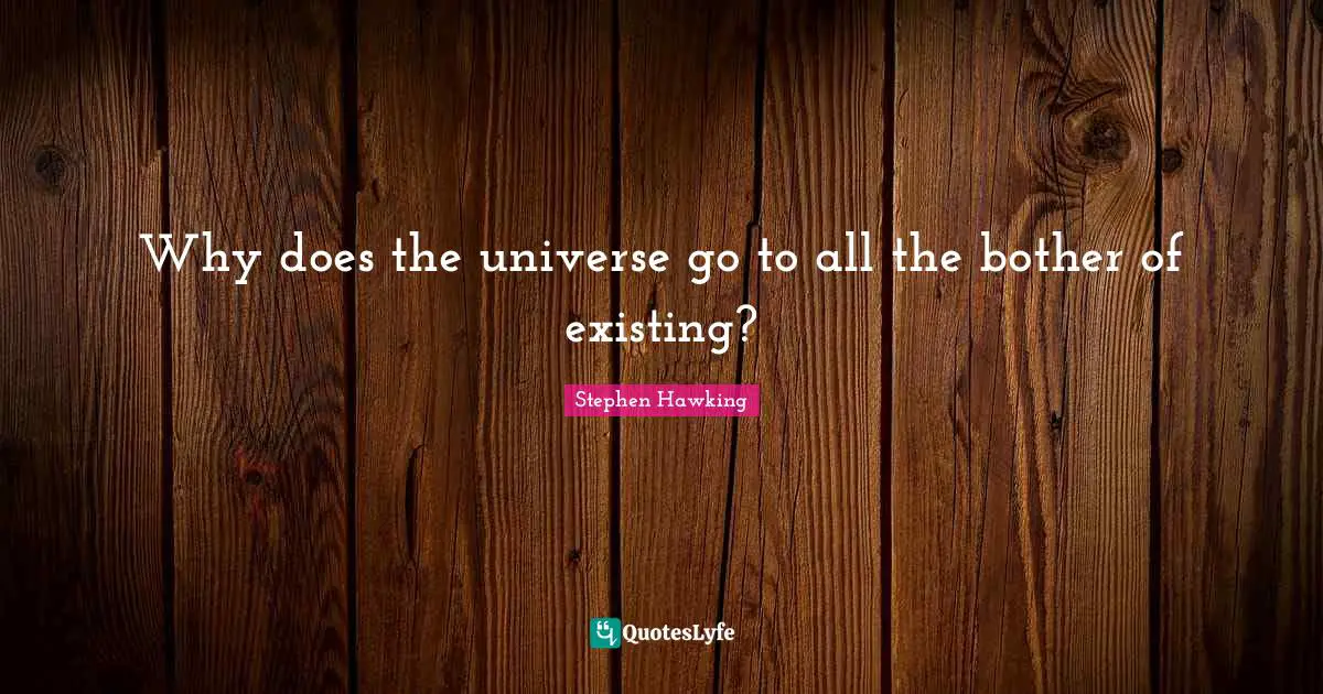 Why does the universe go to all the bother of existing?