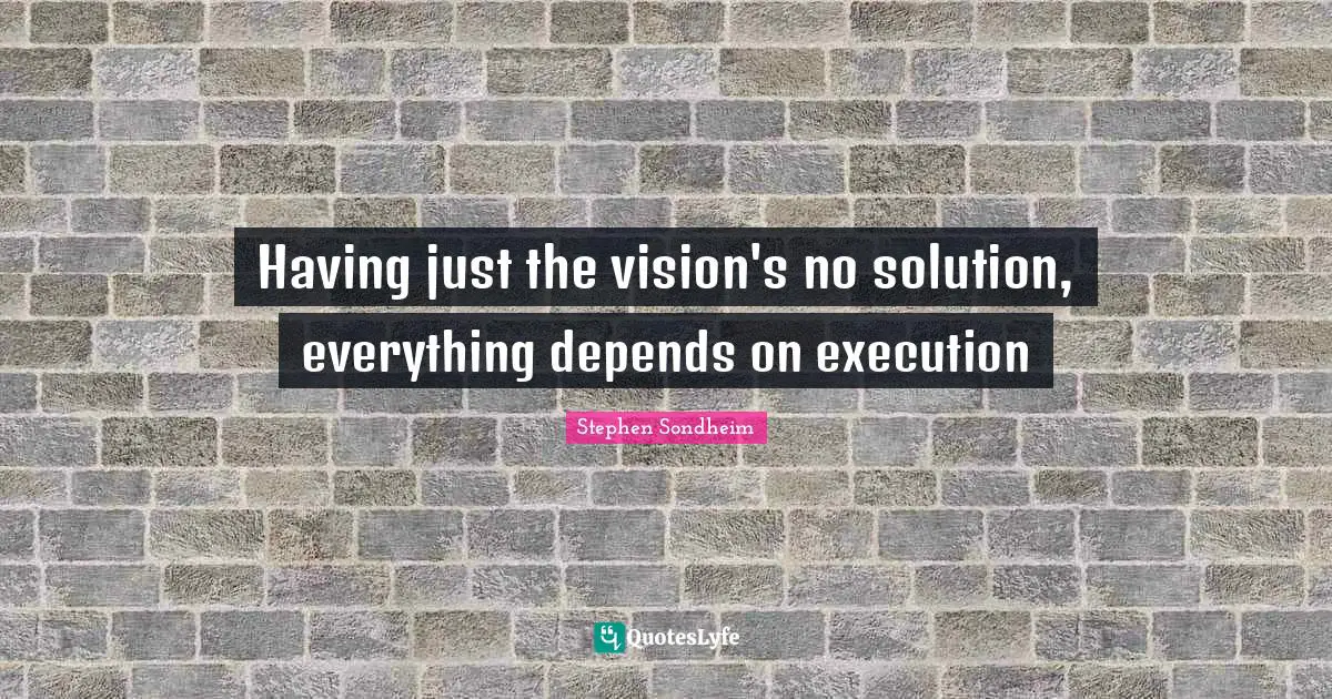 Having just the vision's no solution, everything depends on execution