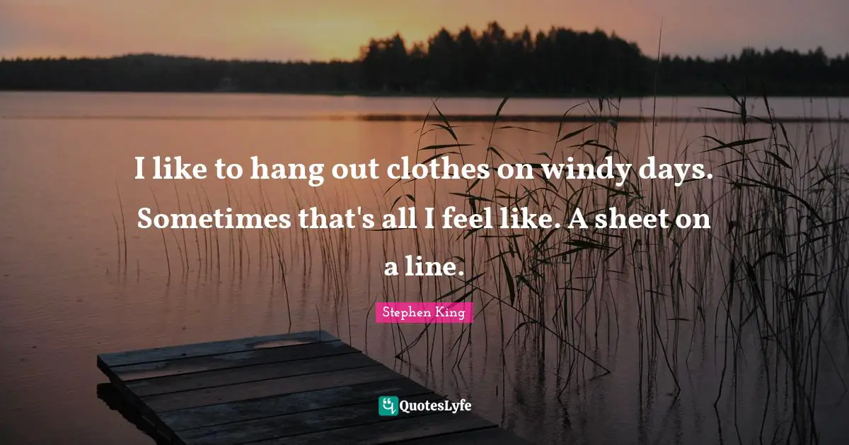 I like to hang out clothes on windy days. Sometimes that's all I feel like. A sheet on a line.