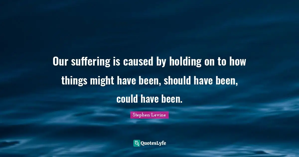 Could Have Been Quotes: "Our suffering is caused by holding on to how things might have been, should have been, could have been."