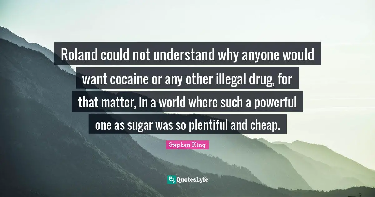 Roland could not understand why anyone would want cocaine or any other illegal drug, for that matter, in a world where such a powerful one as sugar was so plentiful and cheap.