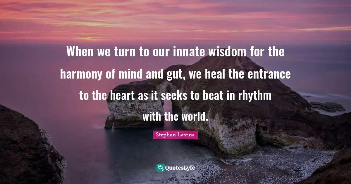 When we turn to our innate wisdom for the harmony of mind and gut, we heal the entrance to the heart as it seeks to beat in rhythm with the world.