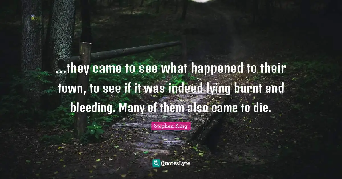 ...they came to see what happened to their town, to see if it was indeed lying burnt and bleeding. Many of them also came to die.