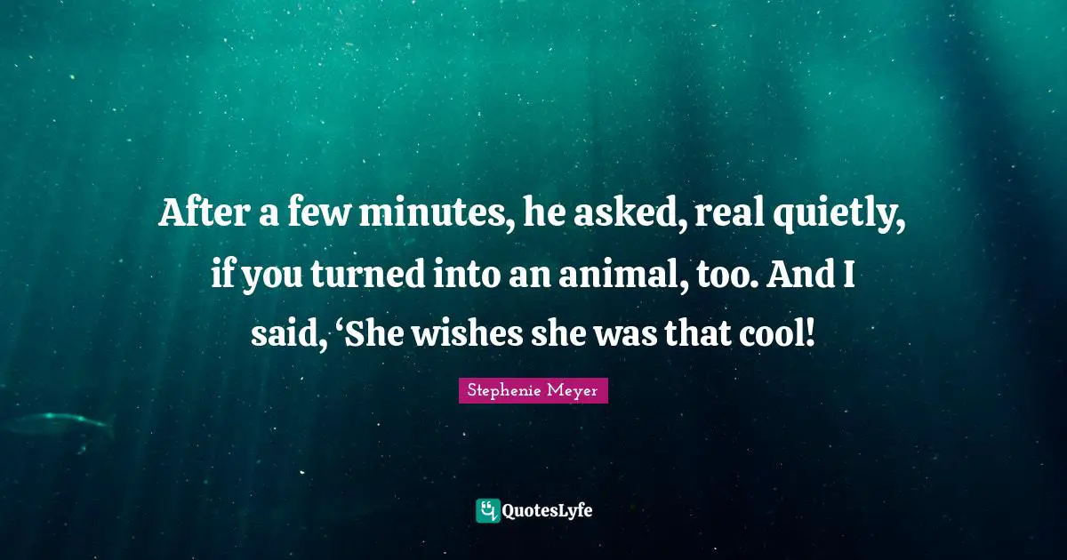 After a few minutes, he asked, real quietly, if you turned into an animal, too. And I said, ‘She wishes she was that cool!