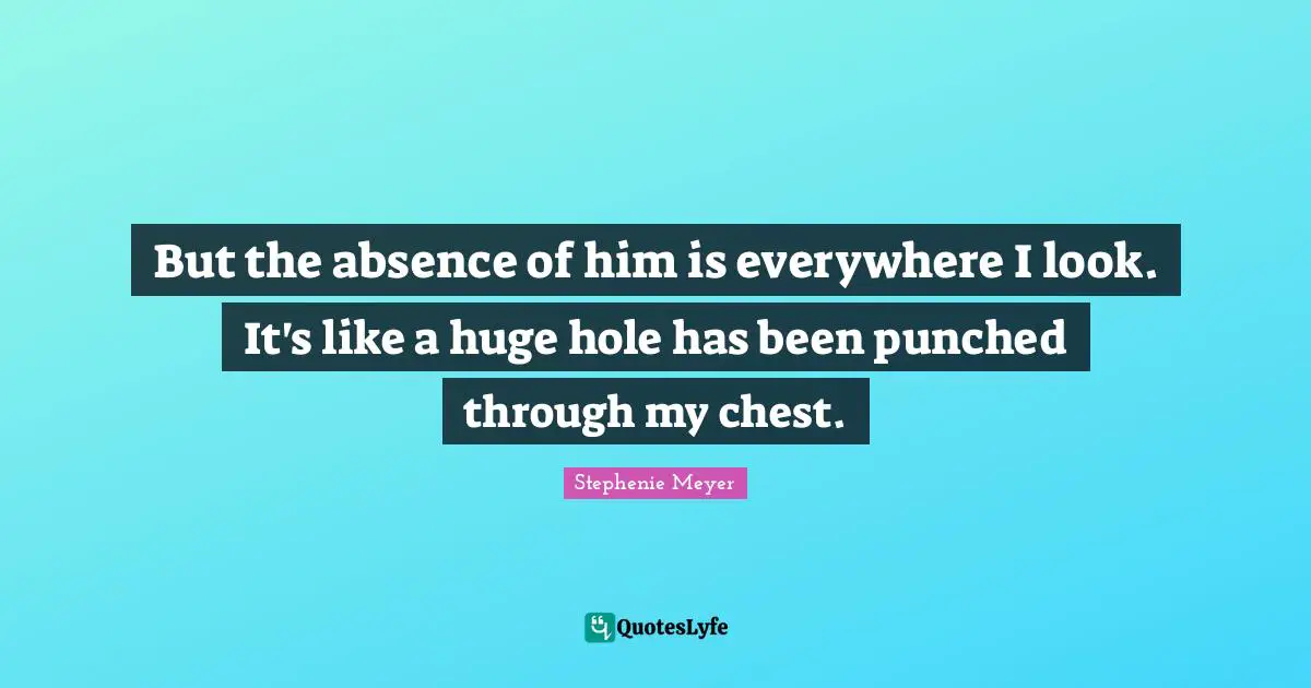 But the absence of him is everywhere I look. It's like a huge hole has been punched through my chest.