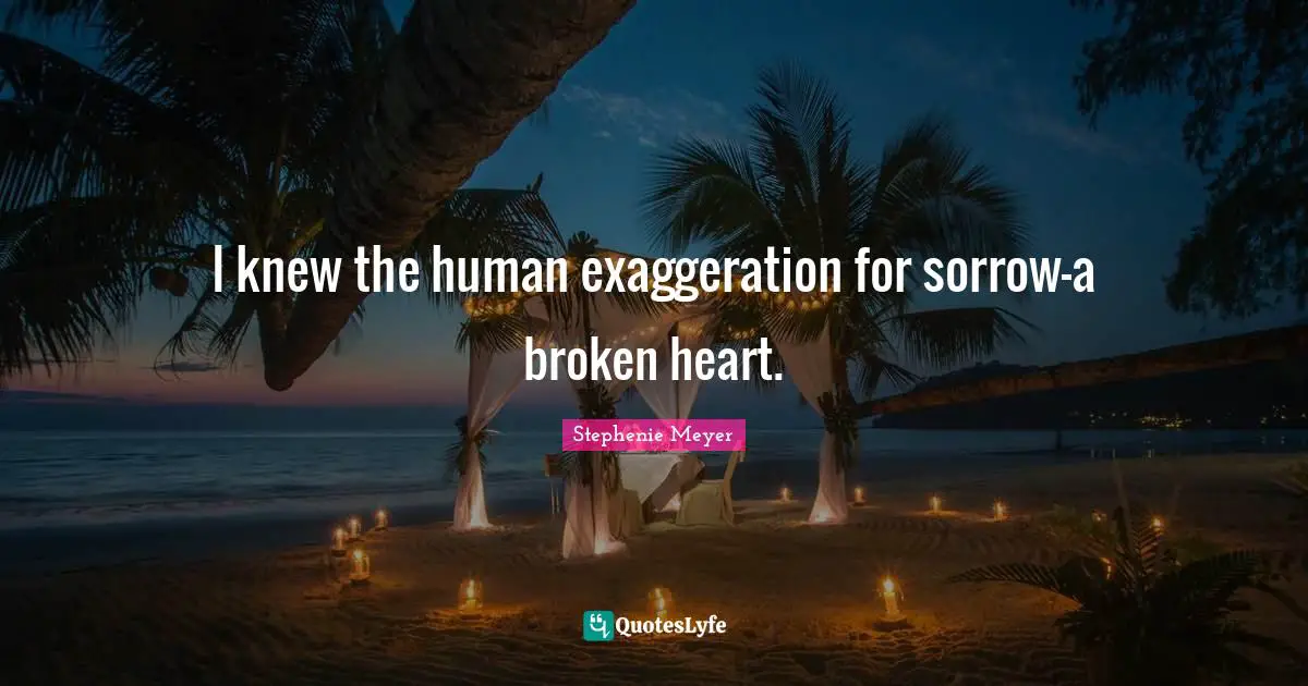 I knew the human exaggeration for sorrow-a broken heart.