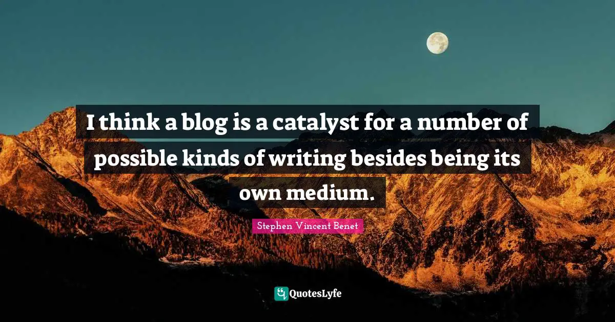 I think a blog is a catalyst for a number of possible kinds of writing besides being its own medium.