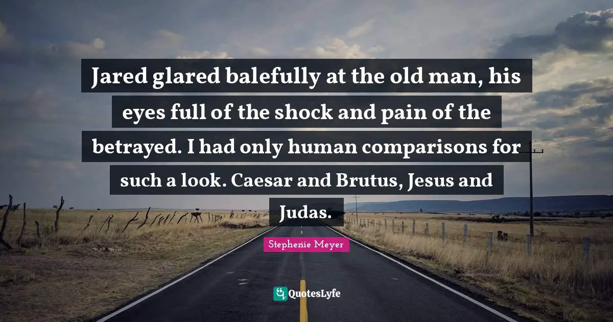 Jared glared balefully at the old man, his eyes full of the shock and pain of the betrayed. I had only human comparisons for such a look. Caesar and Brutus, Jesus and Judas.