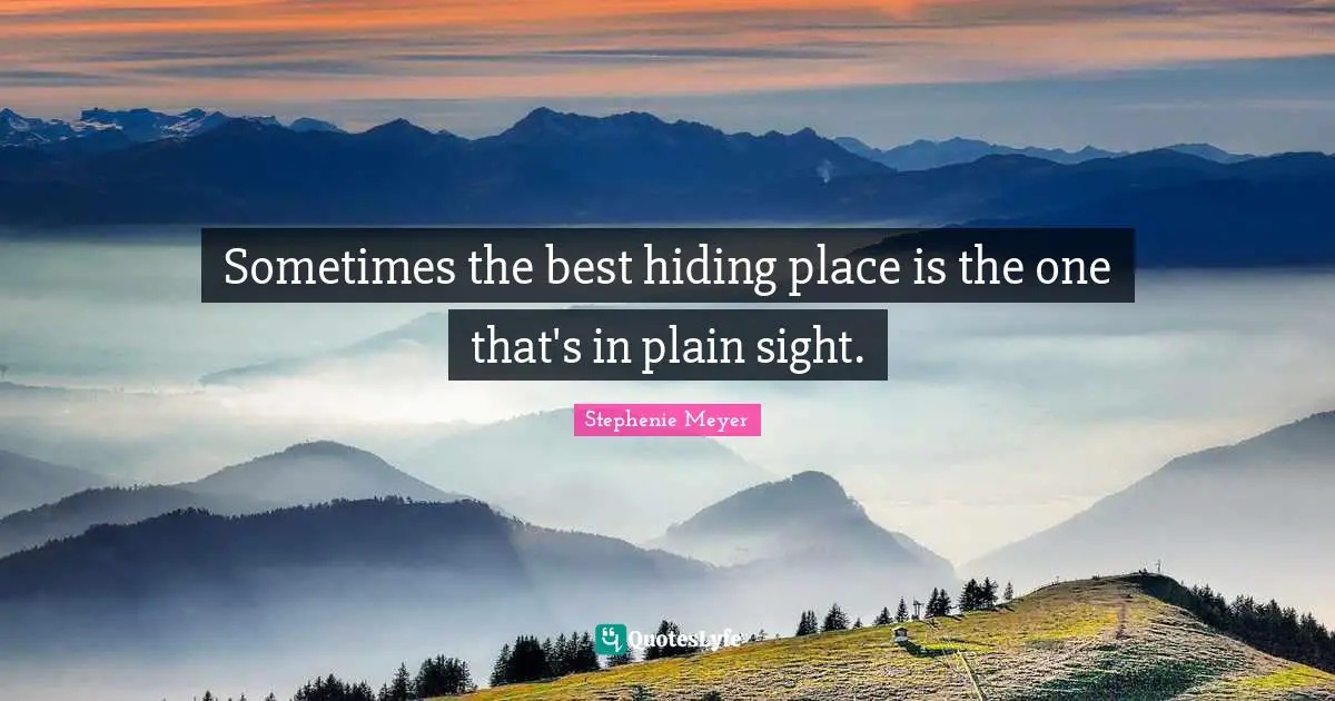 Sometimes the best hiding place is the one that's in plain sight.