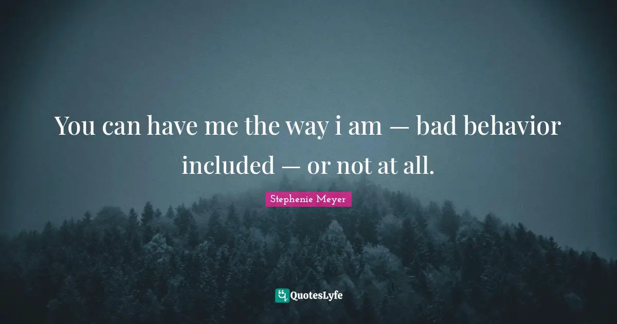 You can have me the way i am — bad behavior included — or not at all.