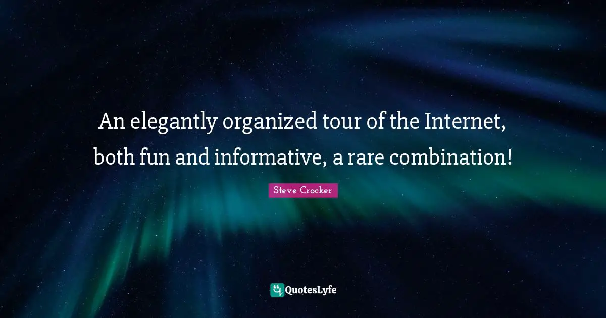 An elegantly organized tour of the Internet, both fun and informative, a rare combination!