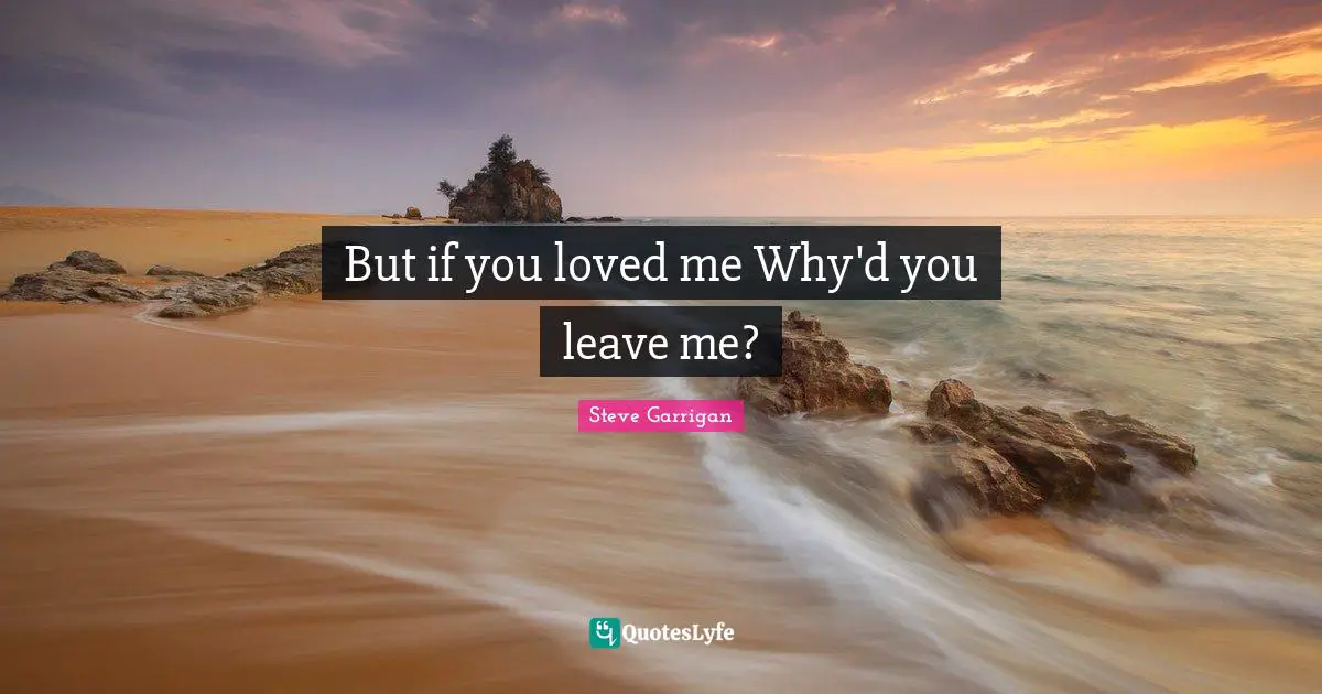But if you loved me Why'd you leave me?